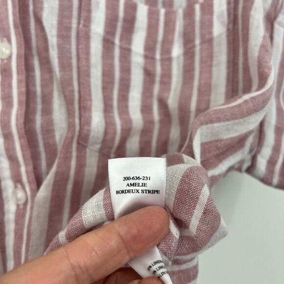 Rails Small Red, White Thea Linen Blend Stripe Short Sleeve Waist Tie T-Shirt - Picture 14 of 16